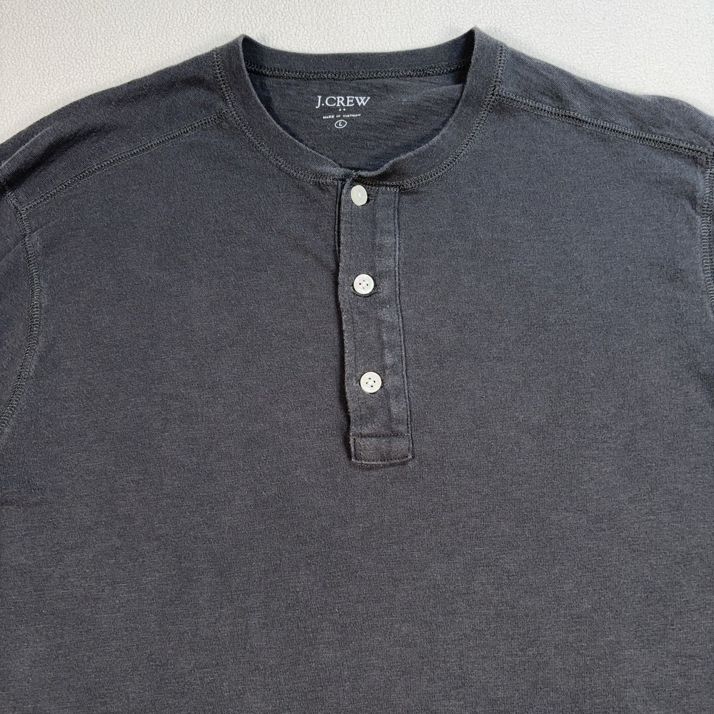 J Crew Slub Cotton Henley Shirt Men's L Gray 100% Cotton J8214 - Picture 4 of 12